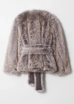 Jacke aus Fellimitat mit Gürtel