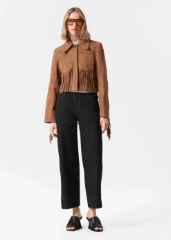 Jacke aus Veloursleder mit Fransen