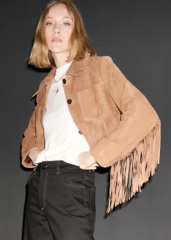 Jacke aus Veloursleder mit Fransen