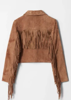 Jacke aus Veloursleder mit Fransen