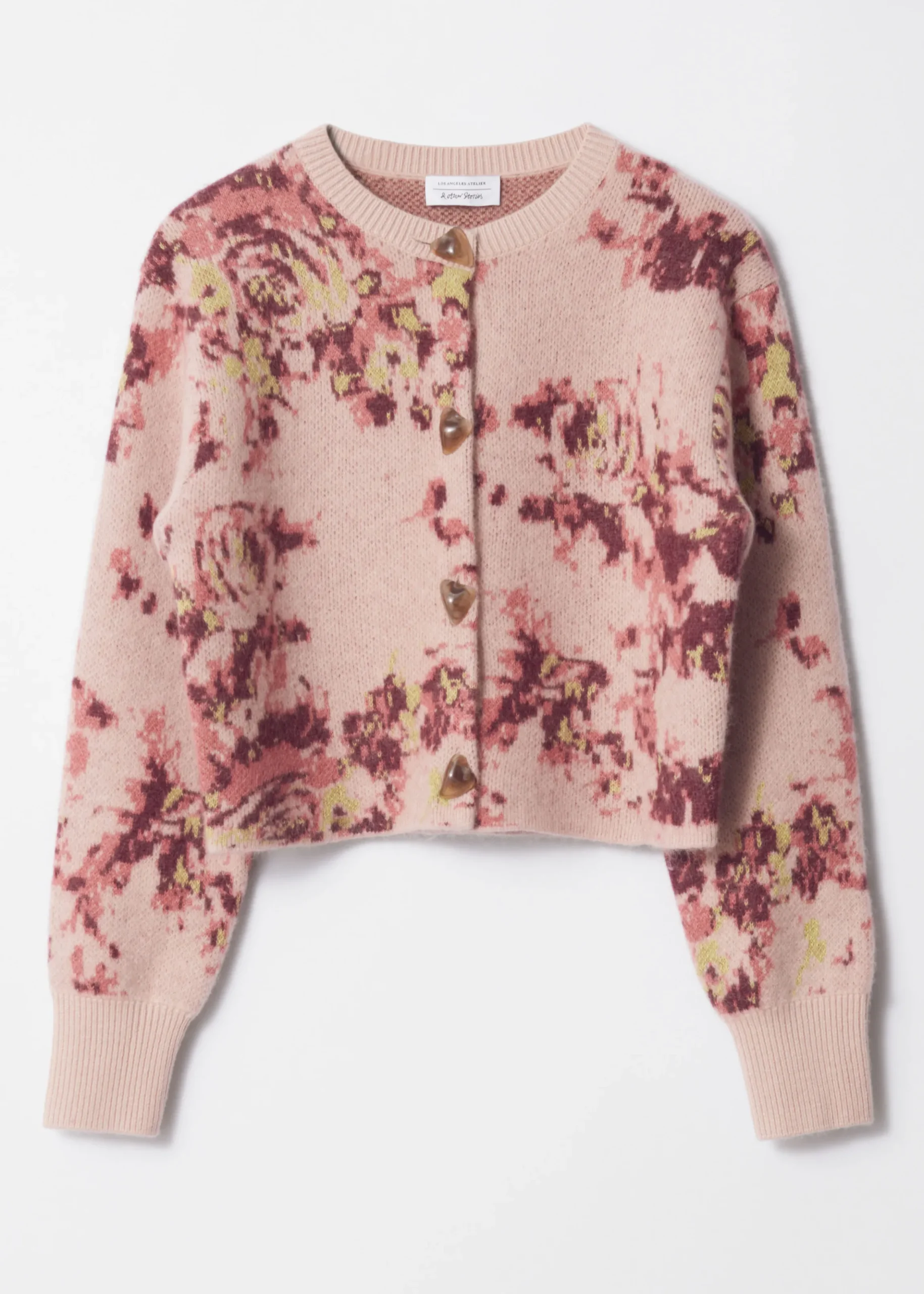 Jacquard-Strickjacke mit Blumenmotiv