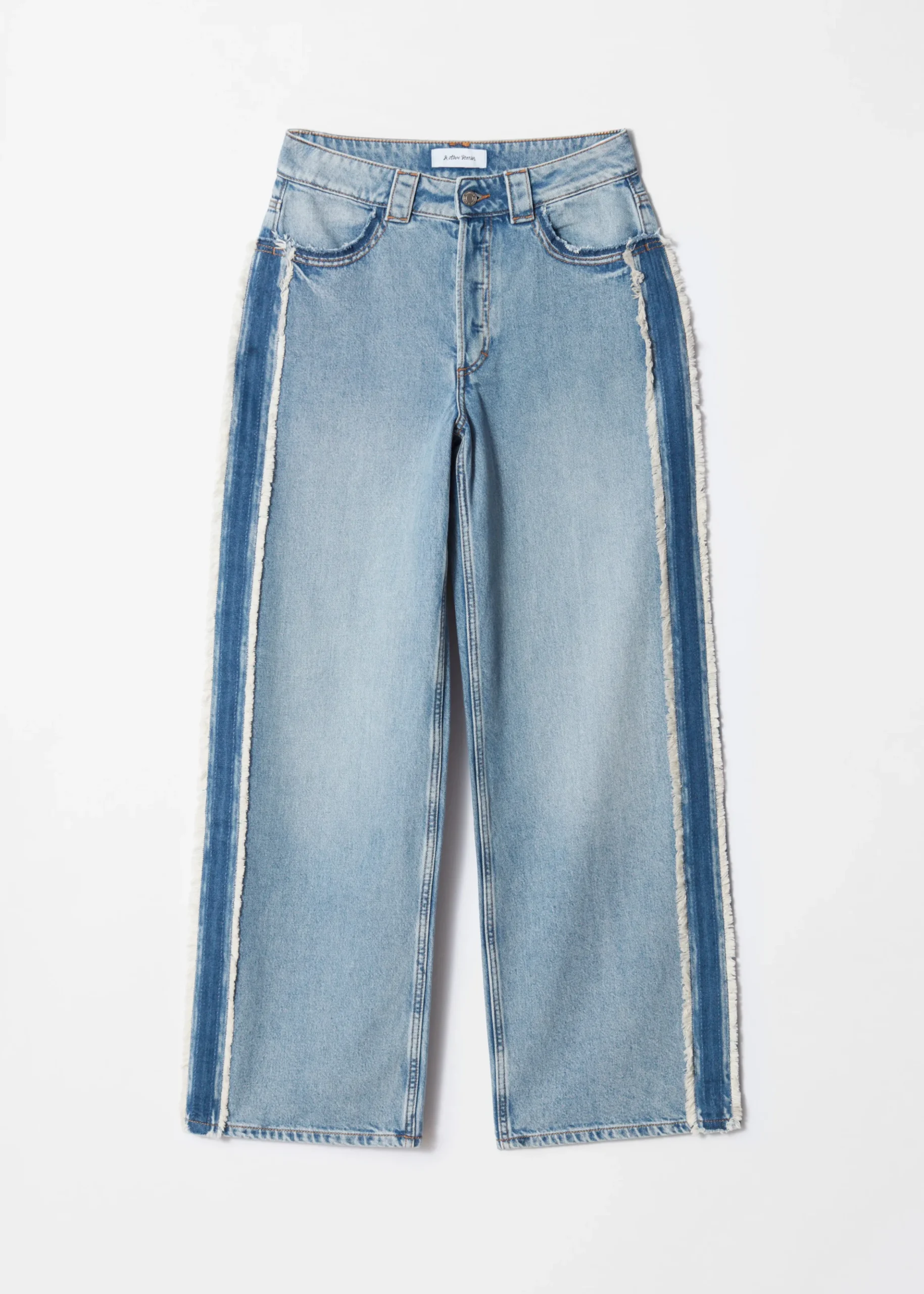 Jeans mit weitem Bein und Fransen