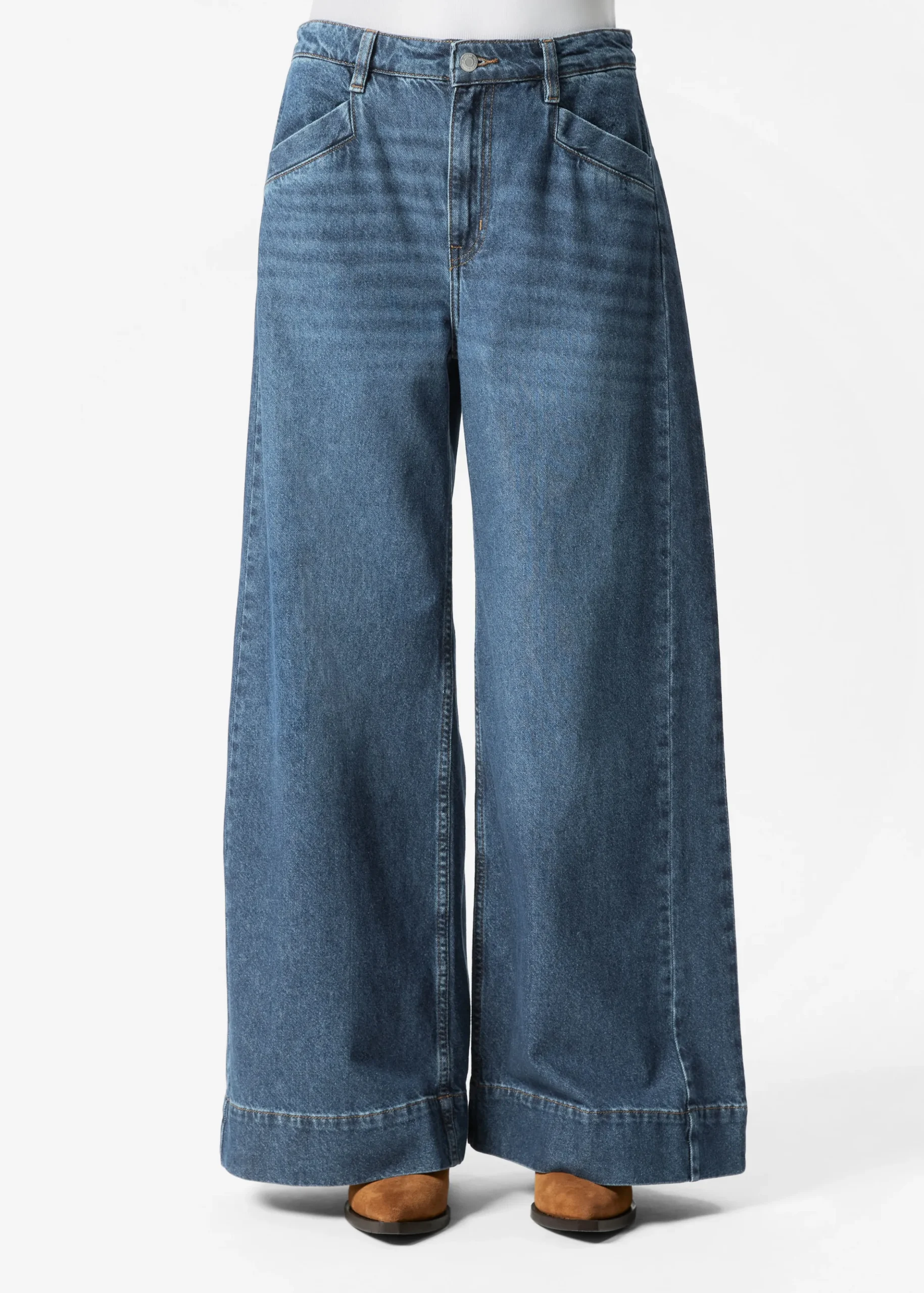 Jeans mit weitem, langem Bein
