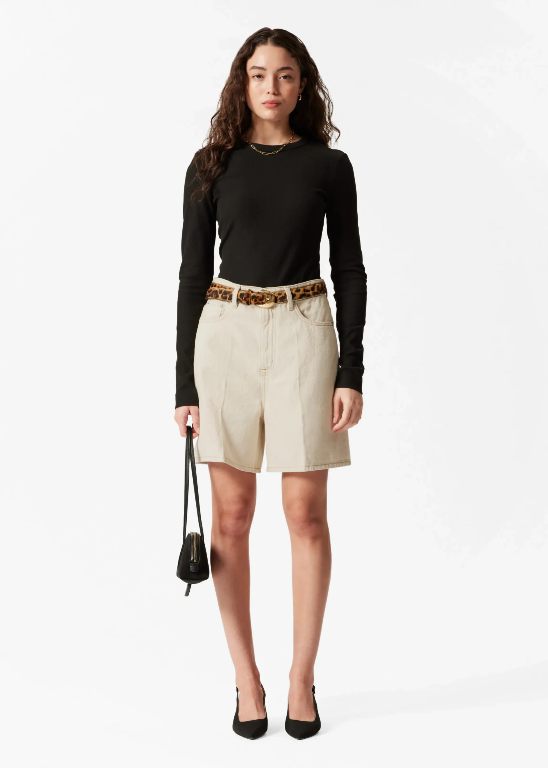 Jeansshorts mit weitem Bein