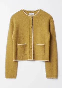 Kastenförmige Strickjacke mit Rundhalsausschnitt