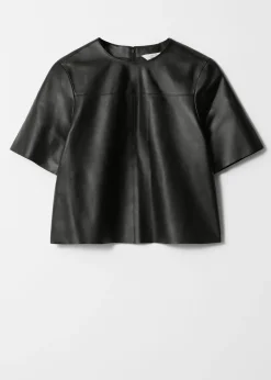 Kastenförmiges Leder-T-Shirt