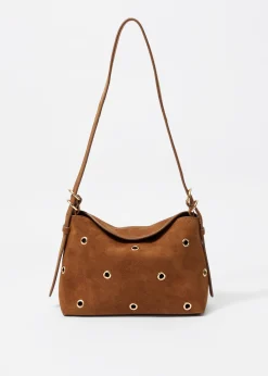 Kleine Tasche aus Veloursleder mit Ösen