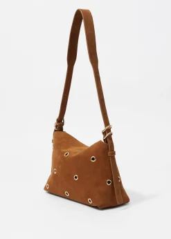 Kleine Tasche aus Veloursleder mit Ösen