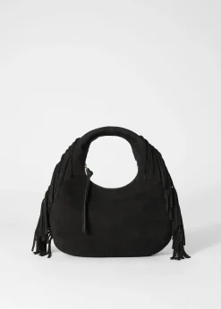 Kleine Tasche aus Veloursleder mit Fransen
