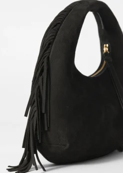 Kleine Tasche aus Veloursleder mit Fransen