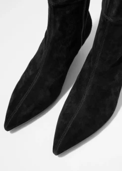 Kniehohe Stiefel aus Stretch-Veloursleder