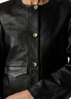 Kragenlose Lederjacke