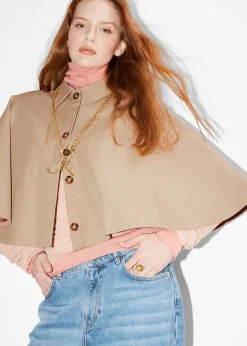 Kurzes Cape im Trench-Stil