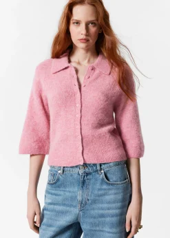 Kurzärmlige Strickjacke aus Alpaka-Mix