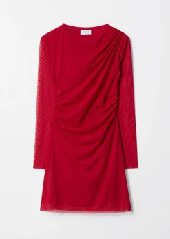 Langärmliges Minikleid mit Drapierung