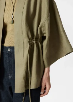 Leinenblazer mit Kordelzug