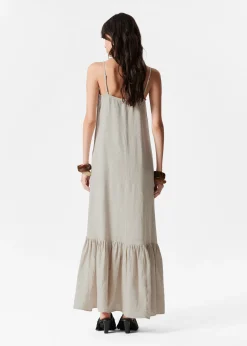 Leinen-Maxikleid mit schmalen Trägern