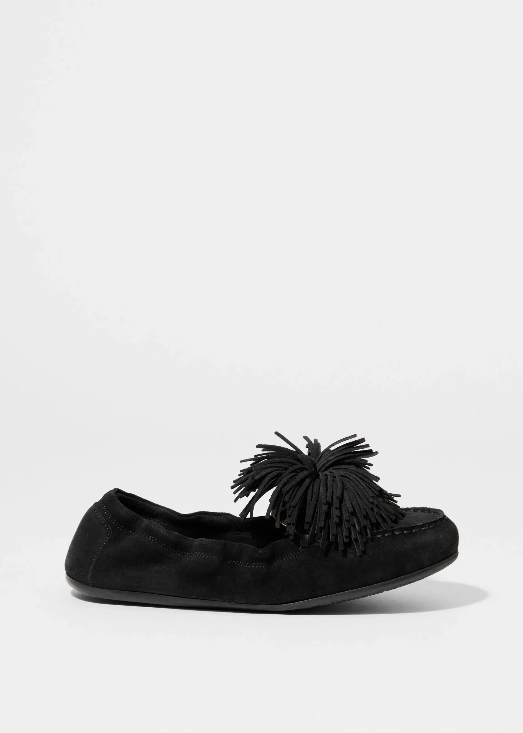Loafer aus Veloursleder mit Bommel