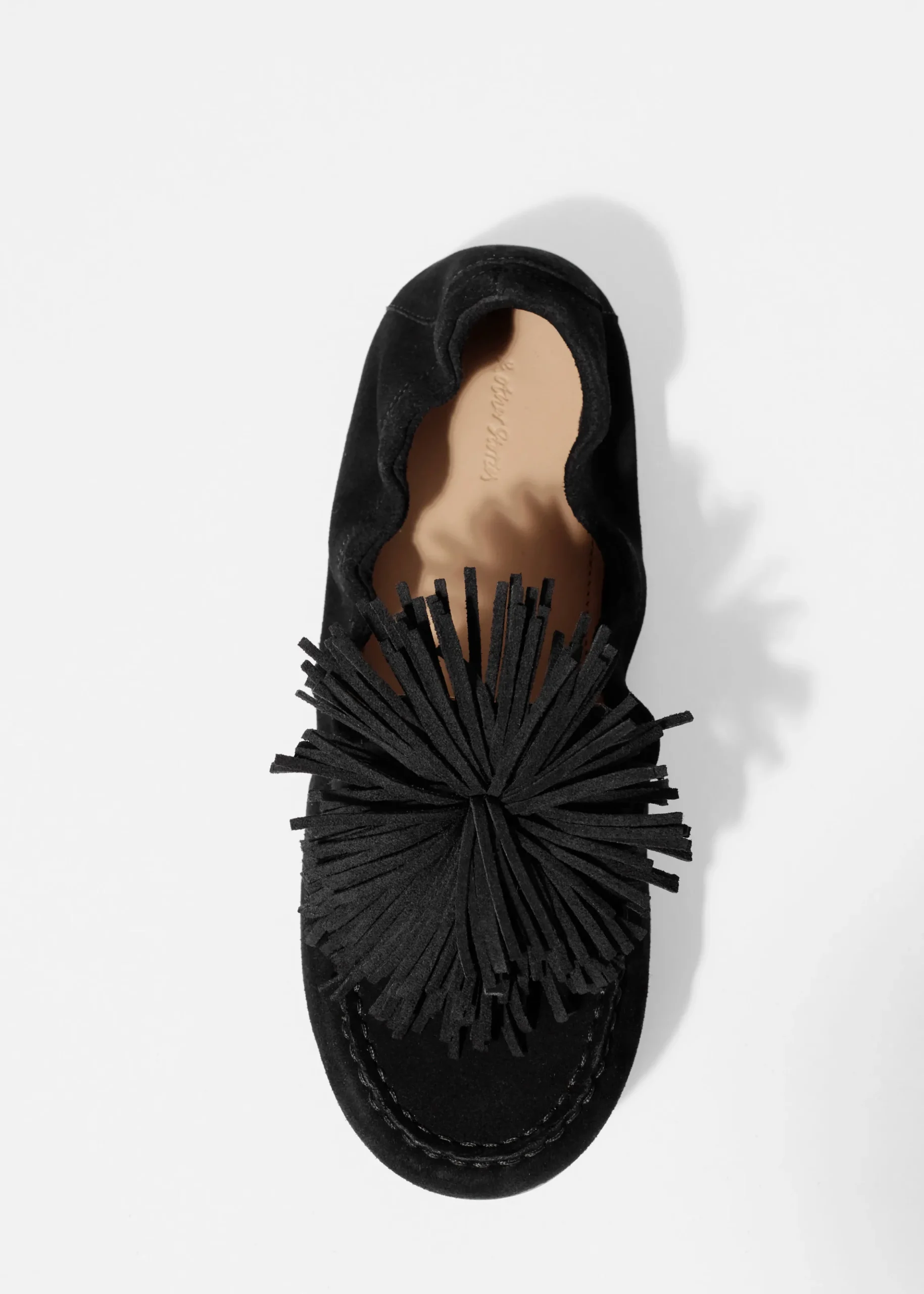 Loafer aus Veloursleder mit Bommel