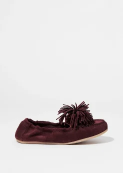 Loafer aus Veloursleder mit Bommel