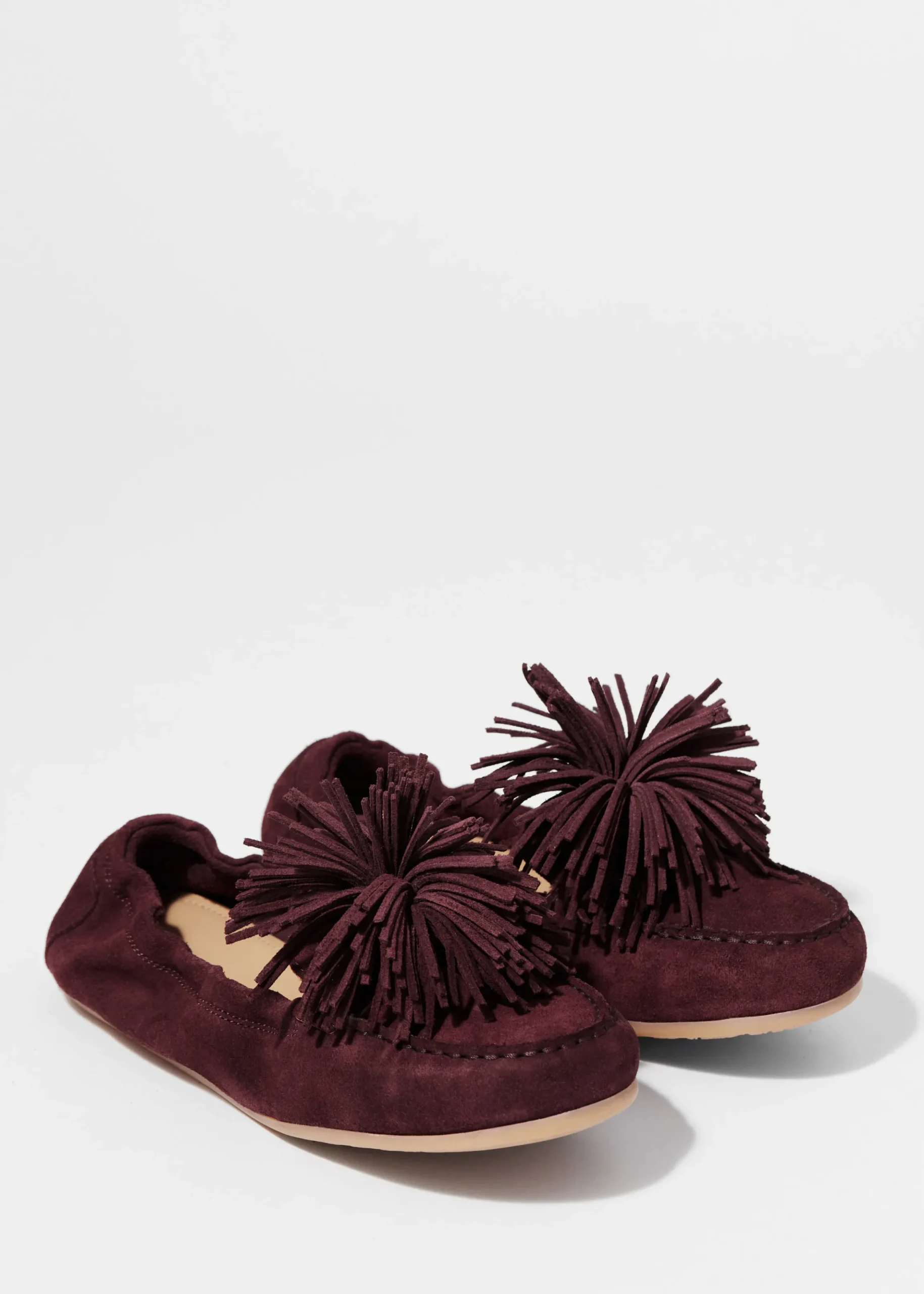 Loafer aus Veloursleder mit Bommel