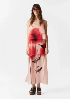 Maxikleid mit Blumenapplikation
