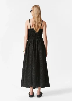 Maxikleid mit Smok-Details