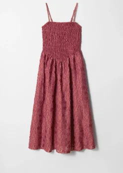 Maxikleid mit Smok-Details