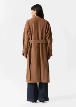 Maxi-Trenchcoat aus Veloursleder