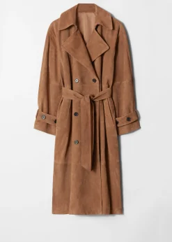 Maxi-Trenchcoat aus Veloursleder
