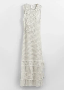 Midi-Häkelkleid mit Fransen
