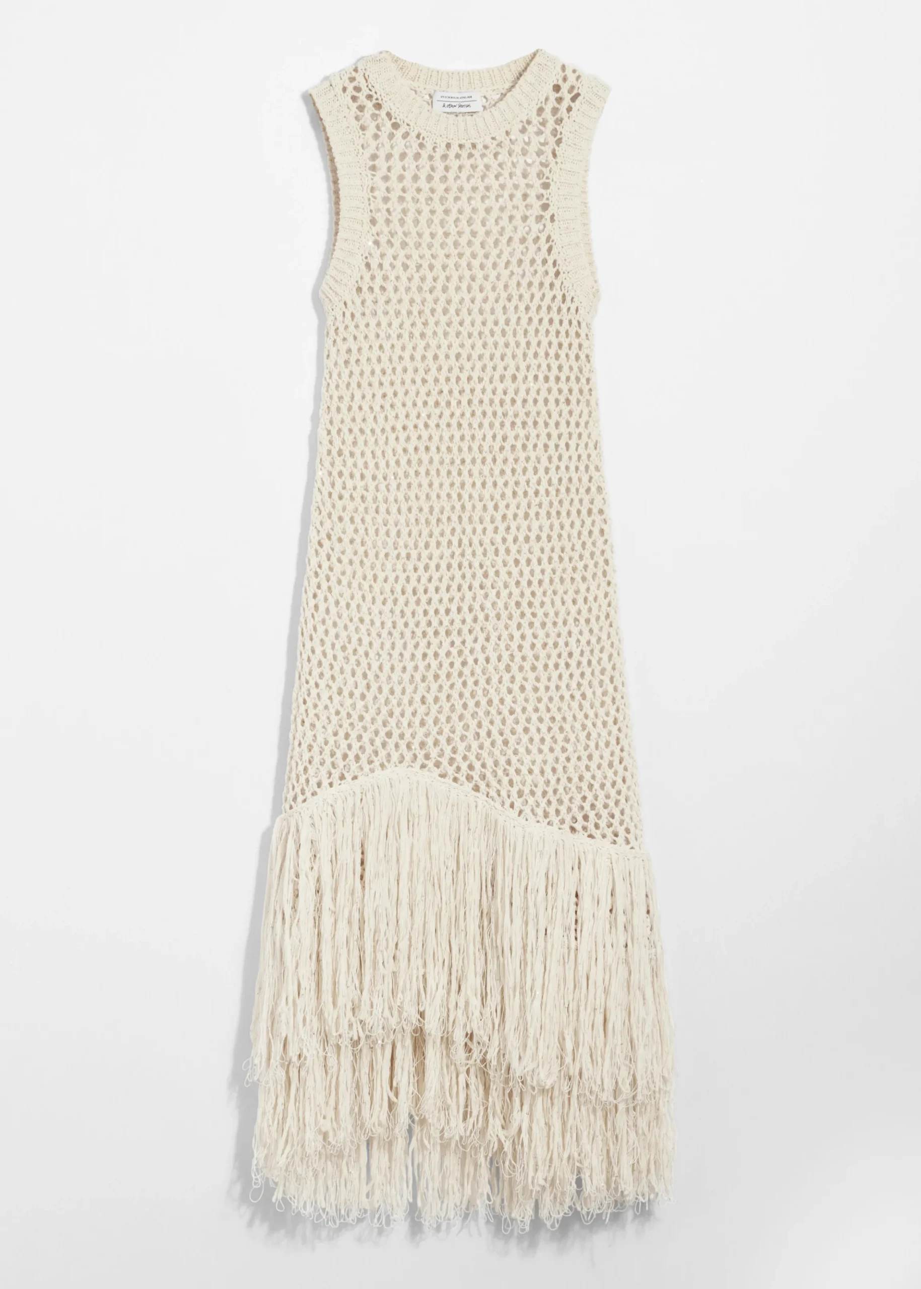 Midi-Häkelkleid mit Fransen