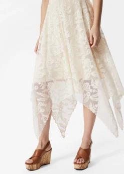 Midikleid aus Spitze mit V-Ausschnitt