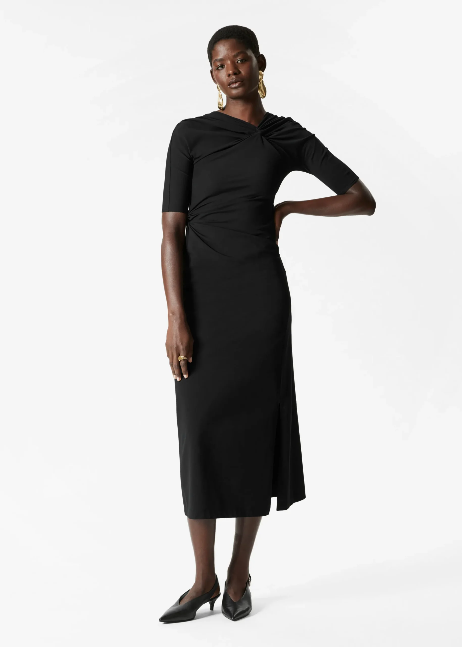 Midikleid mit Raffungen