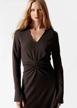 Midikleid mit Raffungen an der Taille