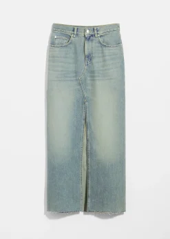 Midirock aus Denim mit Schlitz vorne