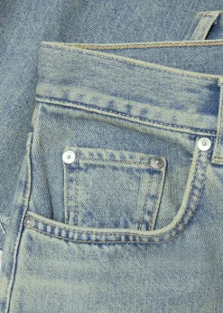 Midirock aus Denim mit Schlitz vorne