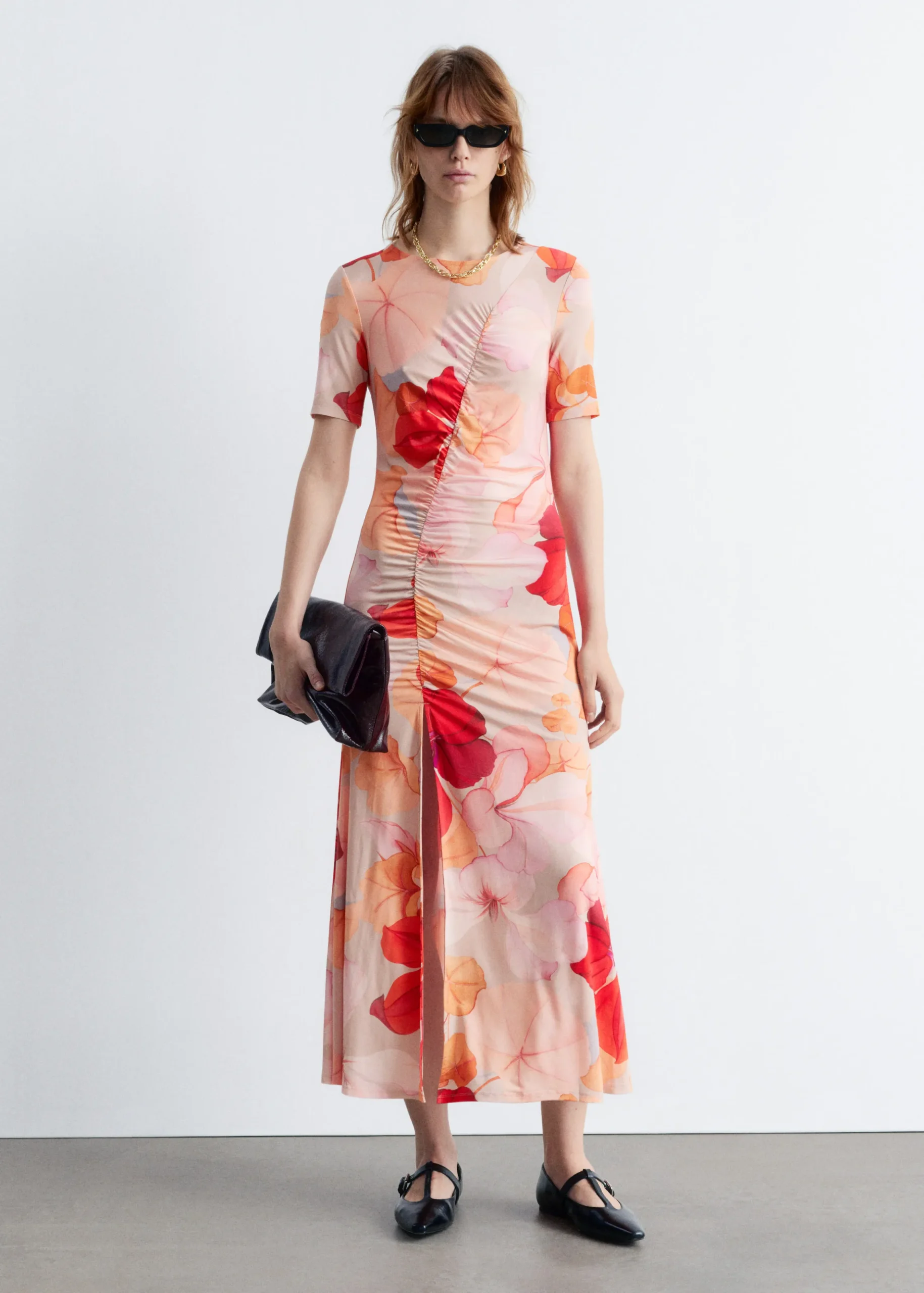 Midi-Strickkleid mit Raffungen