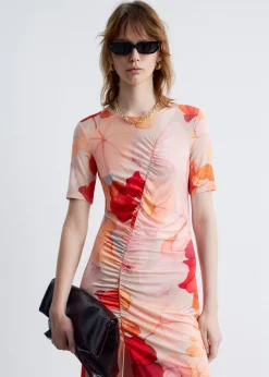 Midi-Strickkleid mit Raffungen