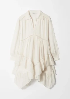 Minikleid aus Ramie mit Rüschen