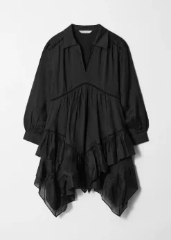 Minikleid aus Ramie mit Rüschen