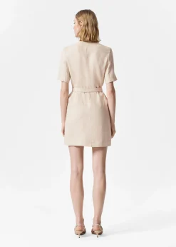 Mini-Leinenkleid mit Gürtel