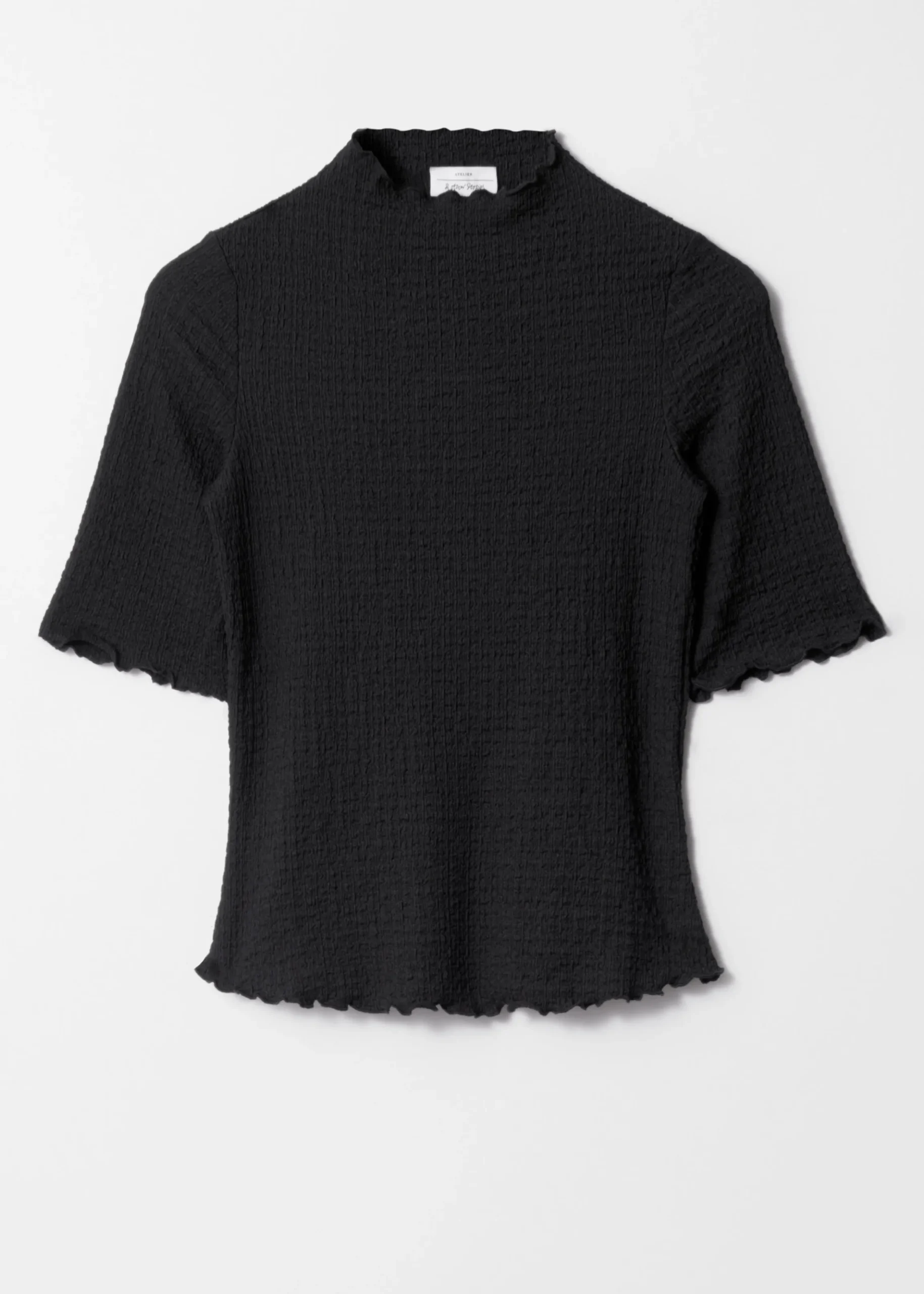 Oberteil in Knitteroptik mit Kräuselsaum