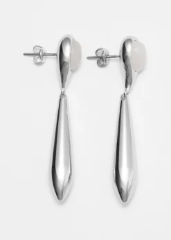Ohrstecker mit Schmuckstein und Tropfen-Anhänger