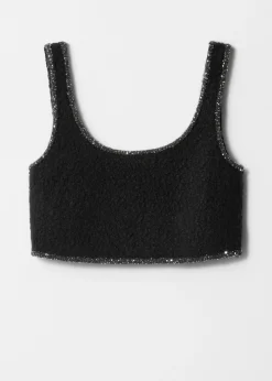 Paillettenbesetztes Bralette-Oberteil aus Bouclé