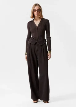 Paperbag-Jeans mit weitem Bein