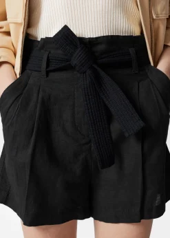 Paperbag-Shorts aus Leinen-Mix
