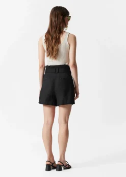 Paperbag-Shorts aus Leinen-Mix
