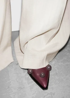 Perlenbesetzte Leder-Mules