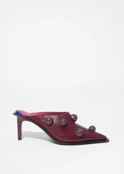 Perlenbesetzte Leder-Mules